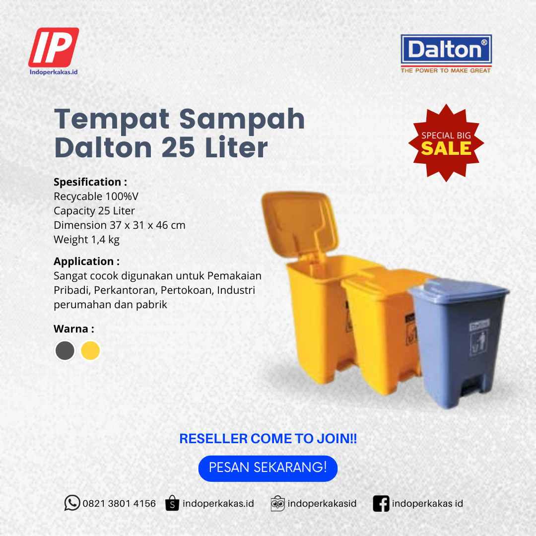 Tempat Sampah Dalton 25 Liter Pedal