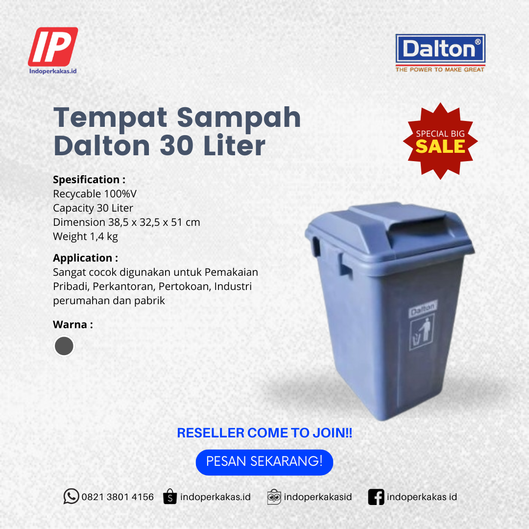 Tempat Sampah Dalton 30 Liter Abu- Abu