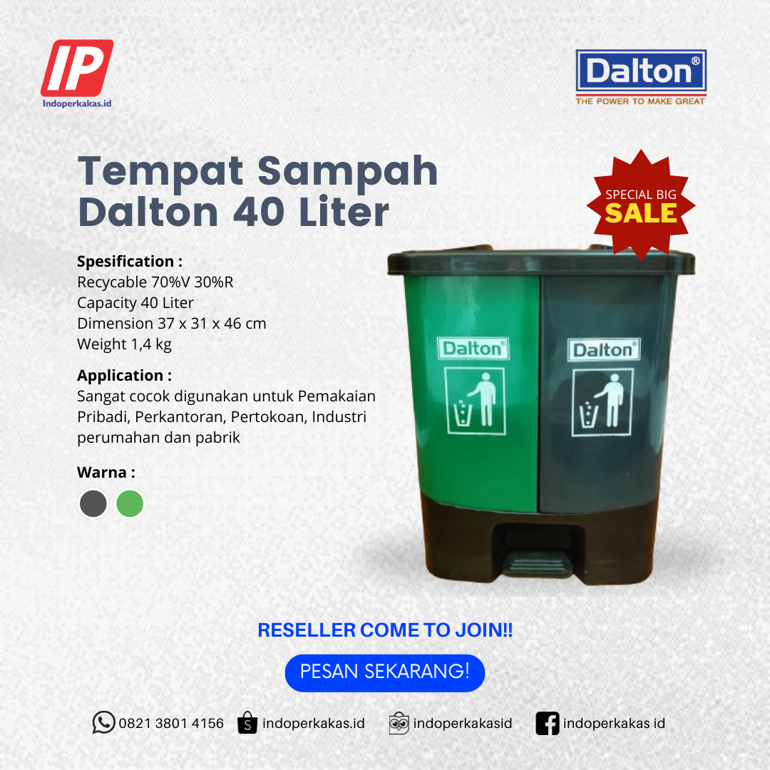 Tempat Sampah Dalton 40 Liter Double Pedal