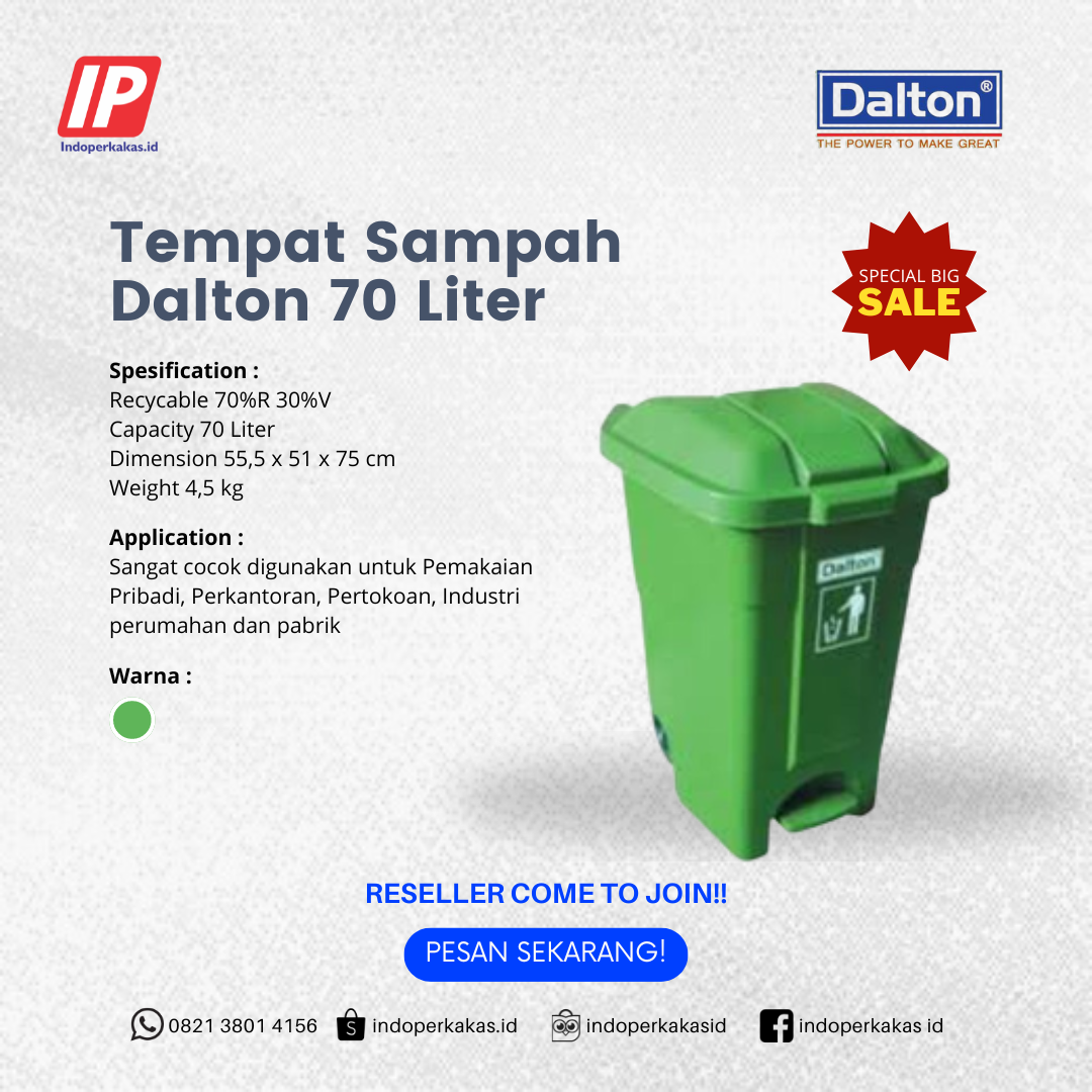 Tempat Sampah Dalton 70 Liter Roda Pedal