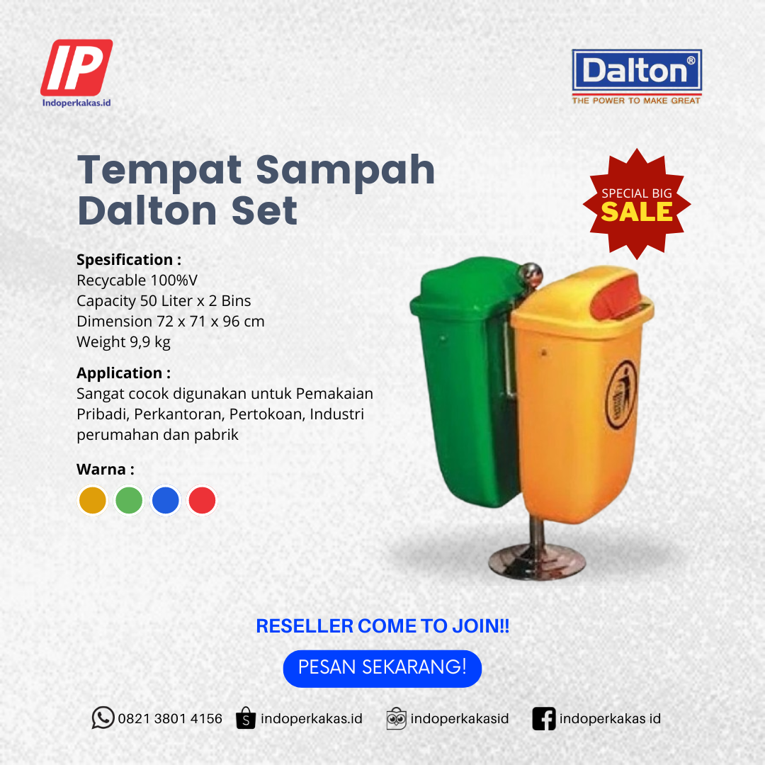 Tempat Sampah Dalton 2 x 50 Liter Back to Back