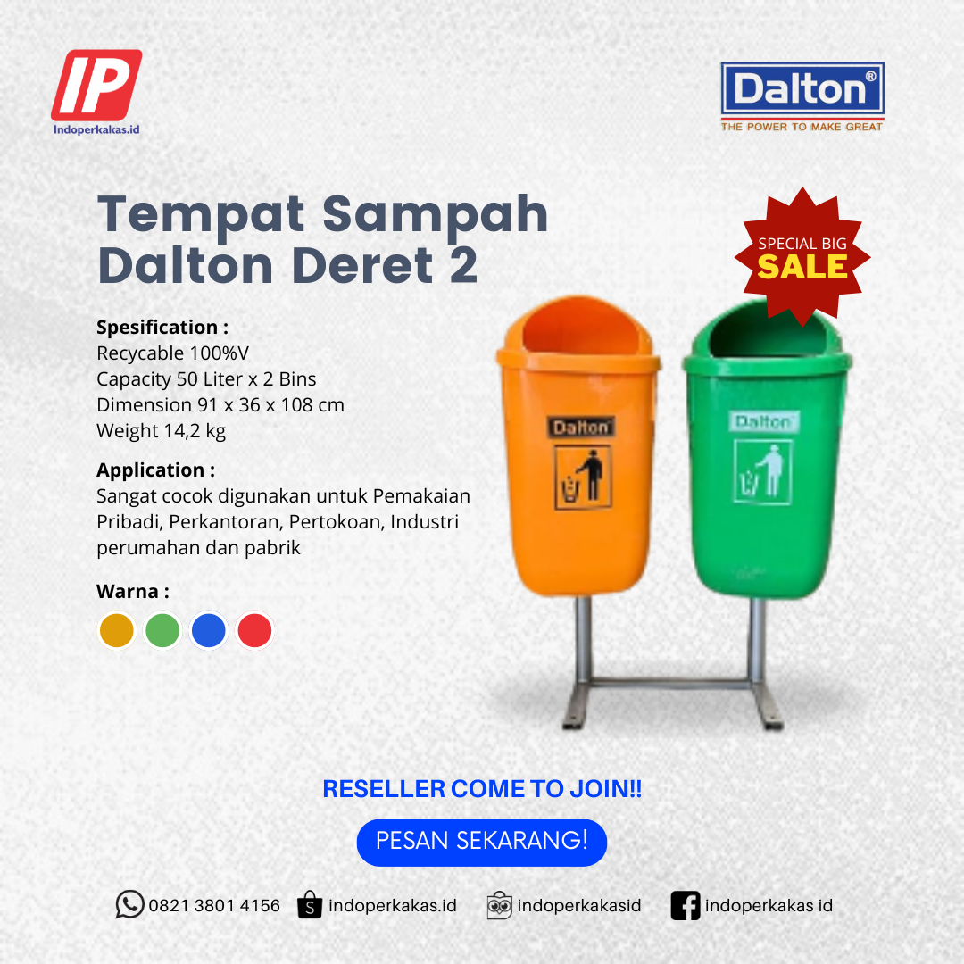 Tempat Sampah Dalton Deret 2 x 50 Liter