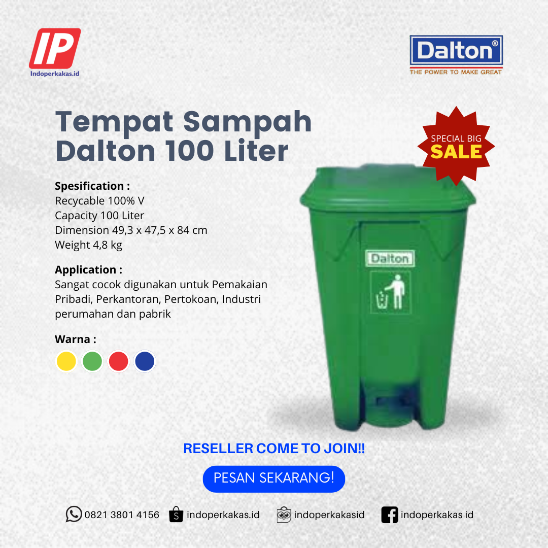Tempat Sampah Dalton 100 Liter Pedal