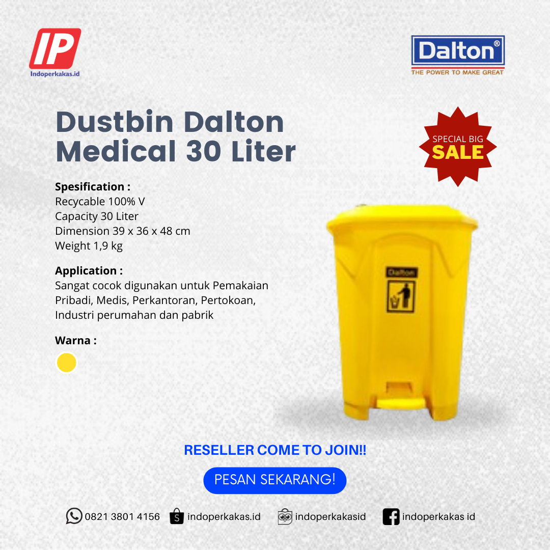 Tempat Sampah Dalton 30 Liter Pedal Medical Series