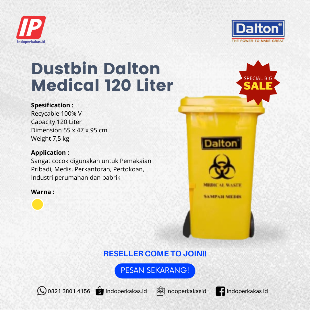 Tempat Sampah Dalton 120 Liter Roda Medical Series