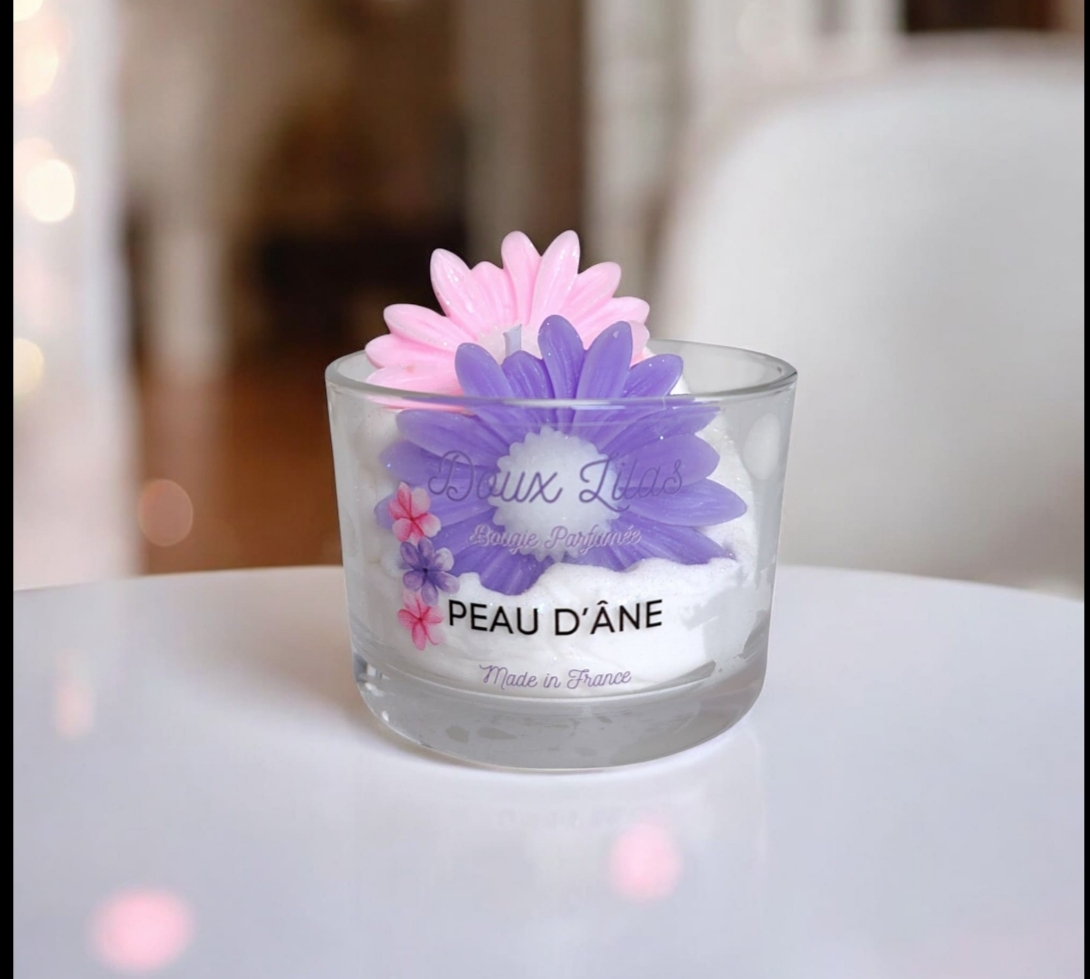 Bougie verrine pivoine lilas