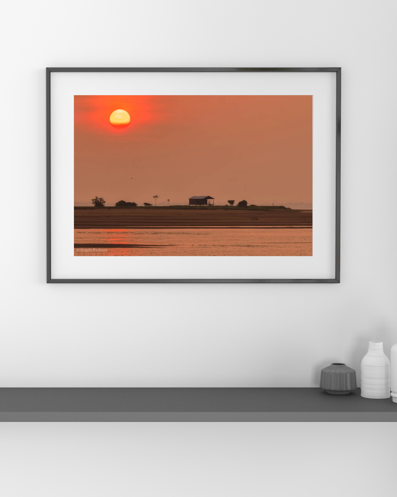 Paisagem do pôr do sol emoldurada