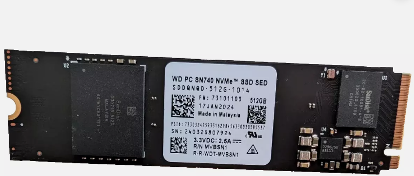Western Digital 512 GB SN740 NVMe SSD M.2 2280 SDDPNQD 512GB WD