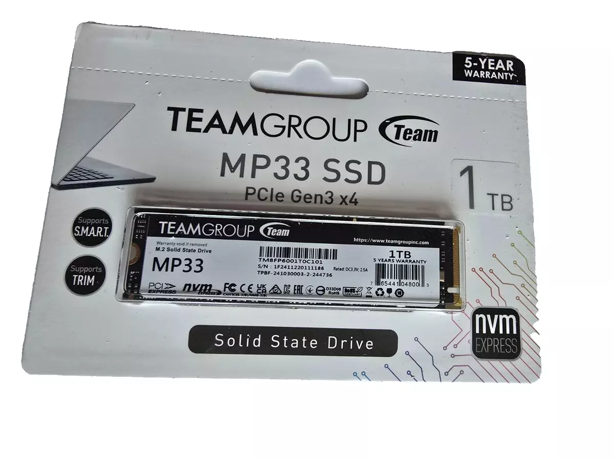 Teamgroup 1TB MP33 PCIe M.2 TM8FP6001T0C101 Interne SSD-Festplatte 1 TB NEU