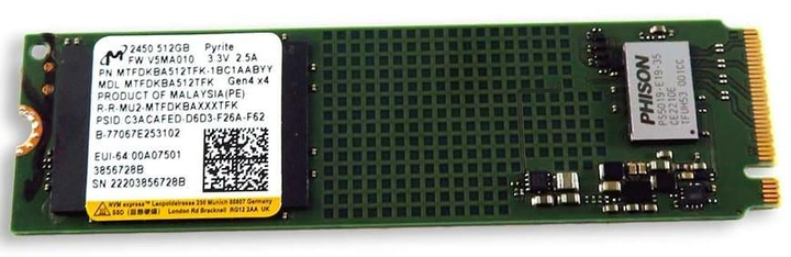 Micron 2450 512GB NVMe PCIe M.2 SSD (MTFDKBA512TFK) – wie NEU