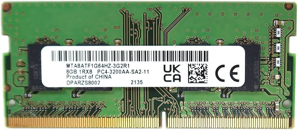 Micron 8GB 1Rx8 PC4 3200AA SODIMM MTA8ATF1G64HZ 8 GB RAM