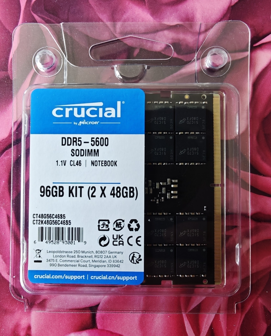 Micron Crucial 96GB (2x 48GB) DDR5-5600 SODIMM RAM – NEU & OVP EAN: 649528930019