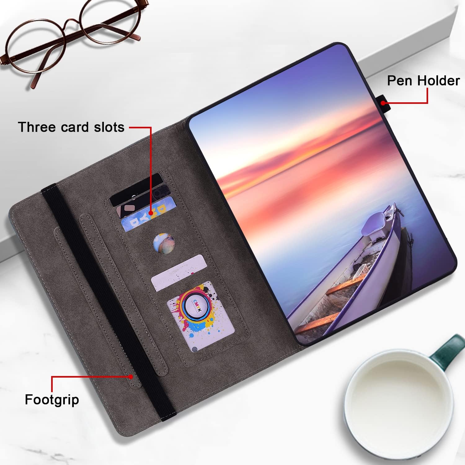 Hülle für Lenovo Tab P12 12.7 Zoll 2023, Multi-Winkel Folio Flip PU Leder Schutzhülle mit Stifthalter und Standfunktion für Lenovo Tab P12 Hülle, Rot