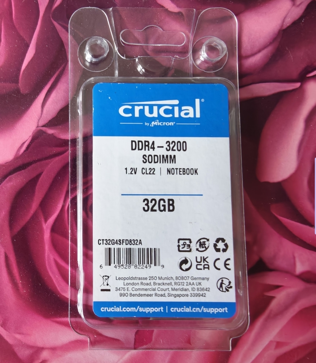 Micron Crucial 32GB DDR4-3200 SODIMM RAM CL22 CT32G4SFD832A 32 GB EAN 649528822499 NEU
