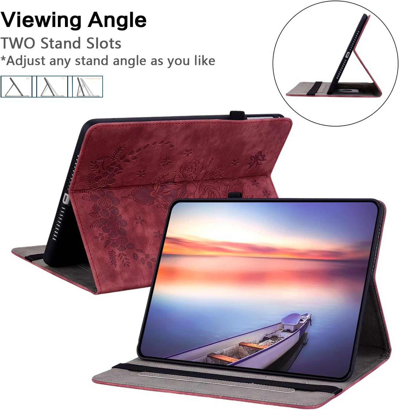 Hülle für Lenovo Tab P12 12.7 Zoll 2023, Multi-Winkel Folio Flip PU Leder Schutzhülle mit Stifthalter und Standfunktion für Lenovo Tab P12 Hülle, Rot