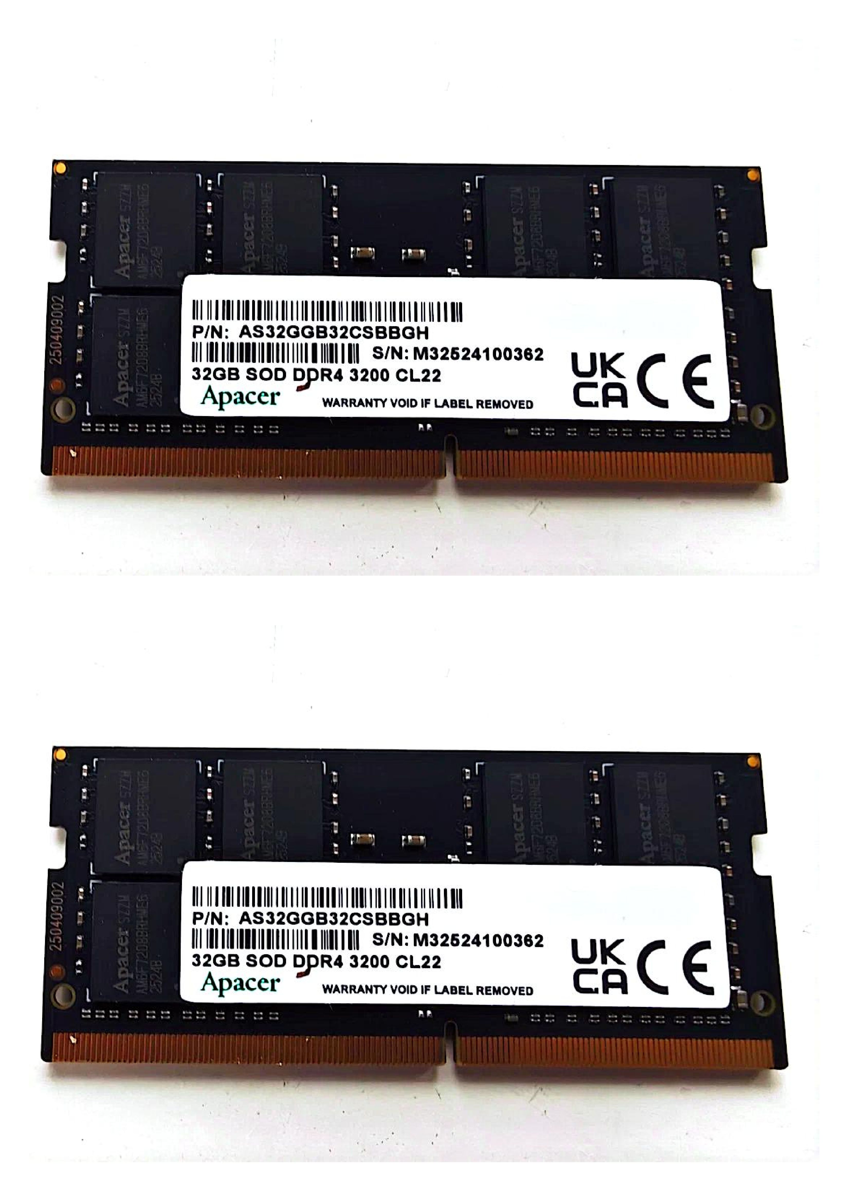 🔥 Apacer 64GB DDR4-3200 SO-DIMM RAM Kit (2×32GB) – Wie NEU 🔥