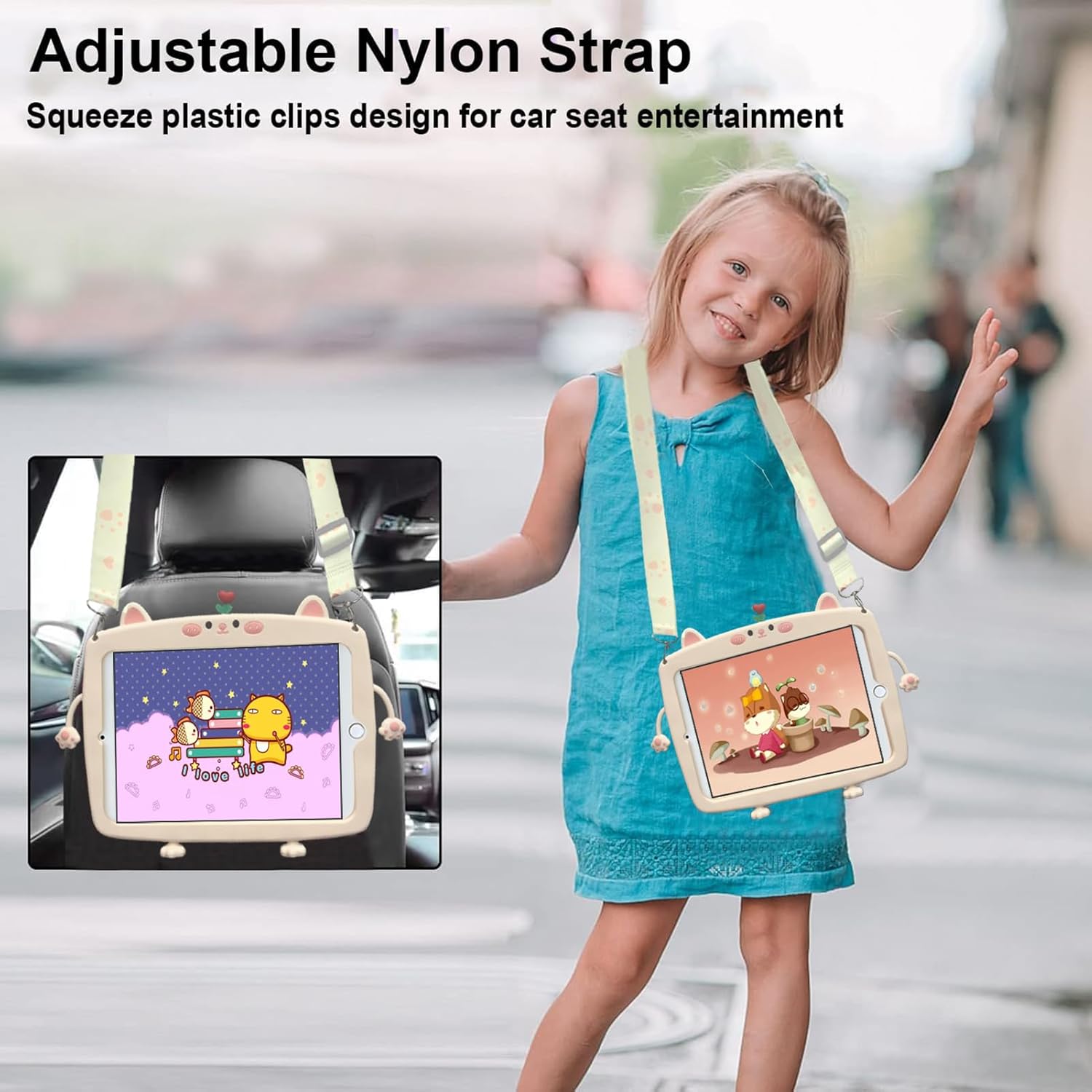 Schutzhülle Kompatibel mit Honor Pad 9 12.1 Zoll Tablet 2023 Niedliche Katze Kinder-Hülle mit 360° Drehbarem Handgriff Stifthalter Schultergurt