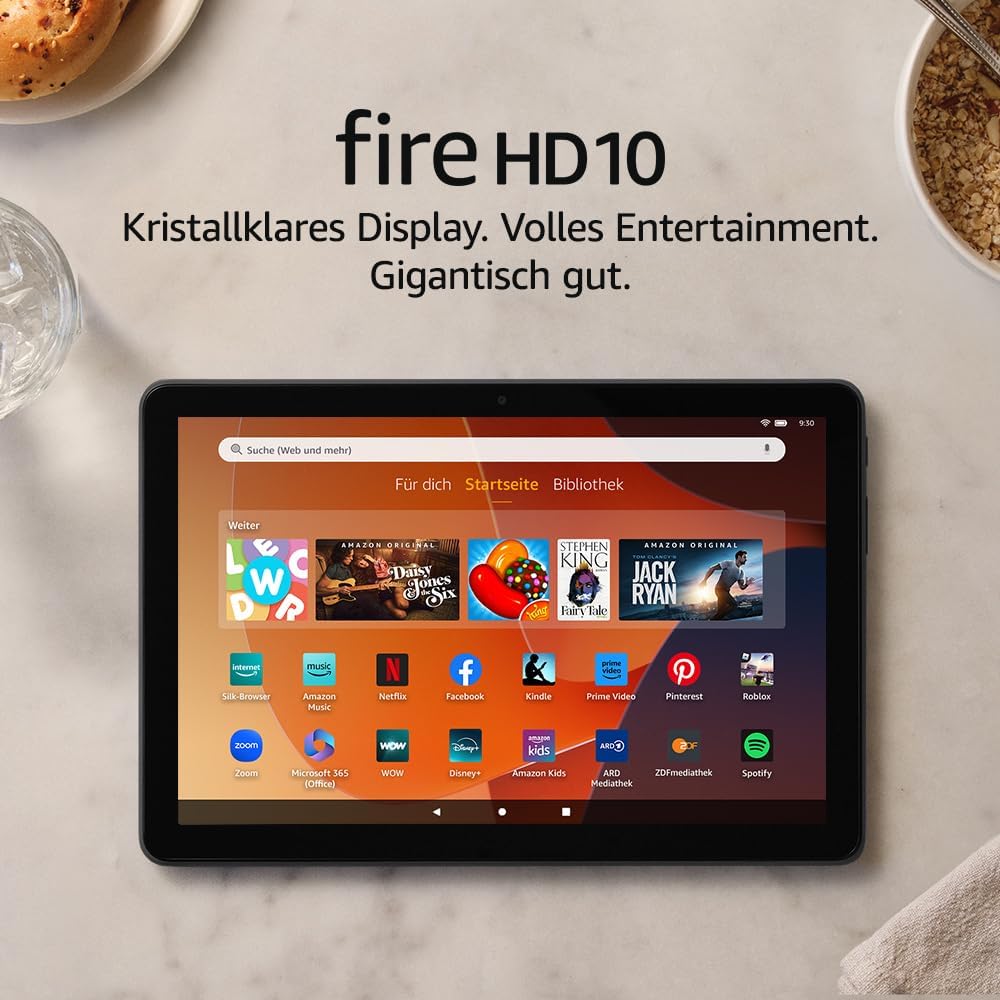 Fire HD 10-Tablet 2023 (Neueste Generation), für Entspannung optimiert, brillantes 10,1-Zoll-Full-HD-Display, Octa-Core-Prozessor, 3 GB RAM, bis zu 13h Akkulaufzeit, 32 GB, schwarz