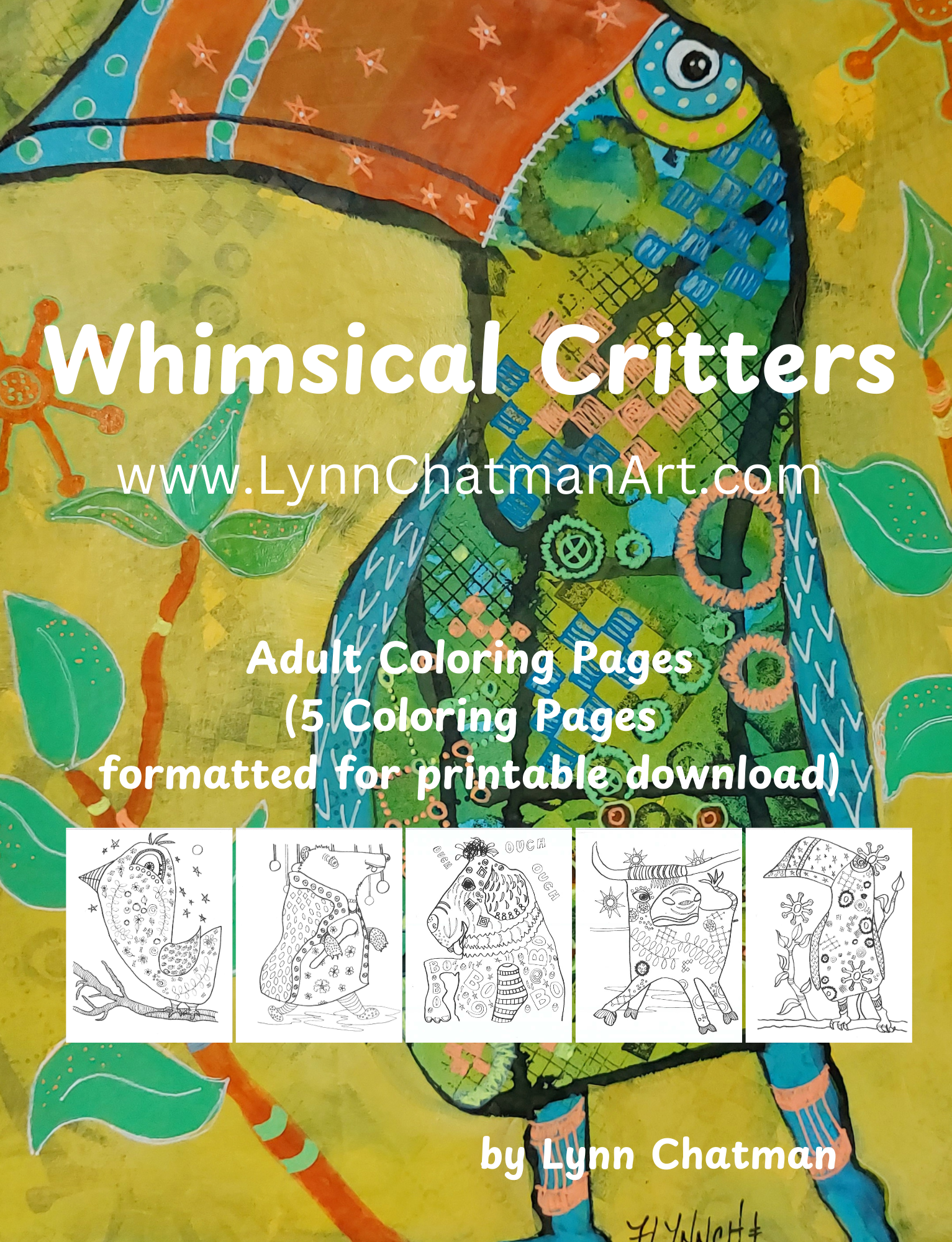 Whimsical Critters (5 coloring pages)