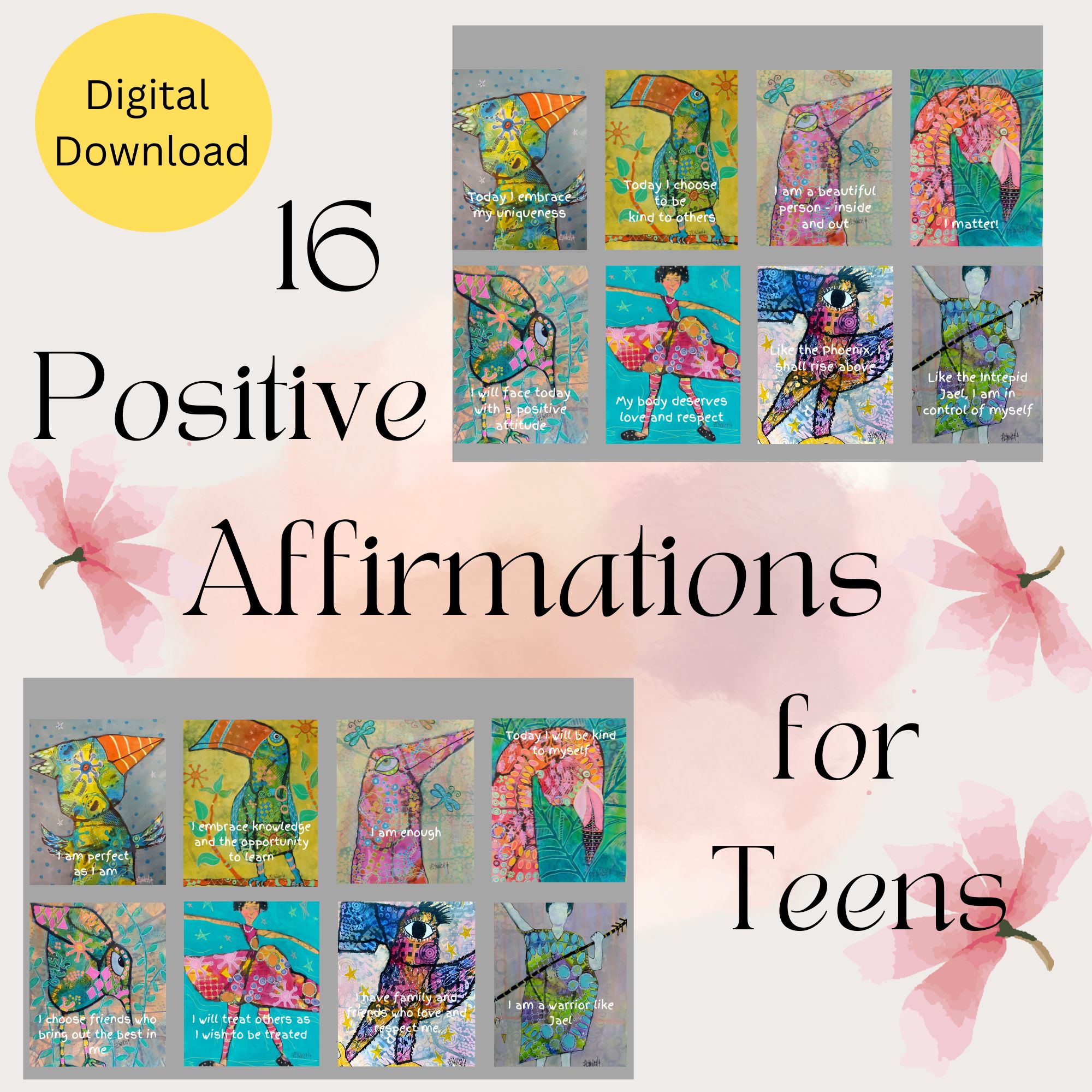 16 Positive Affirmation Cards for Teens