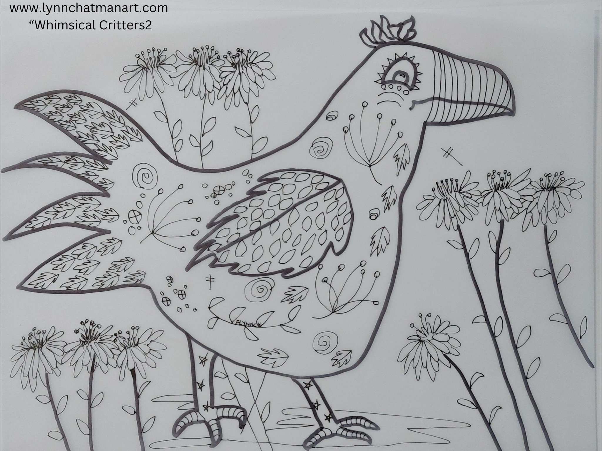 Whimsical Bird Drawing