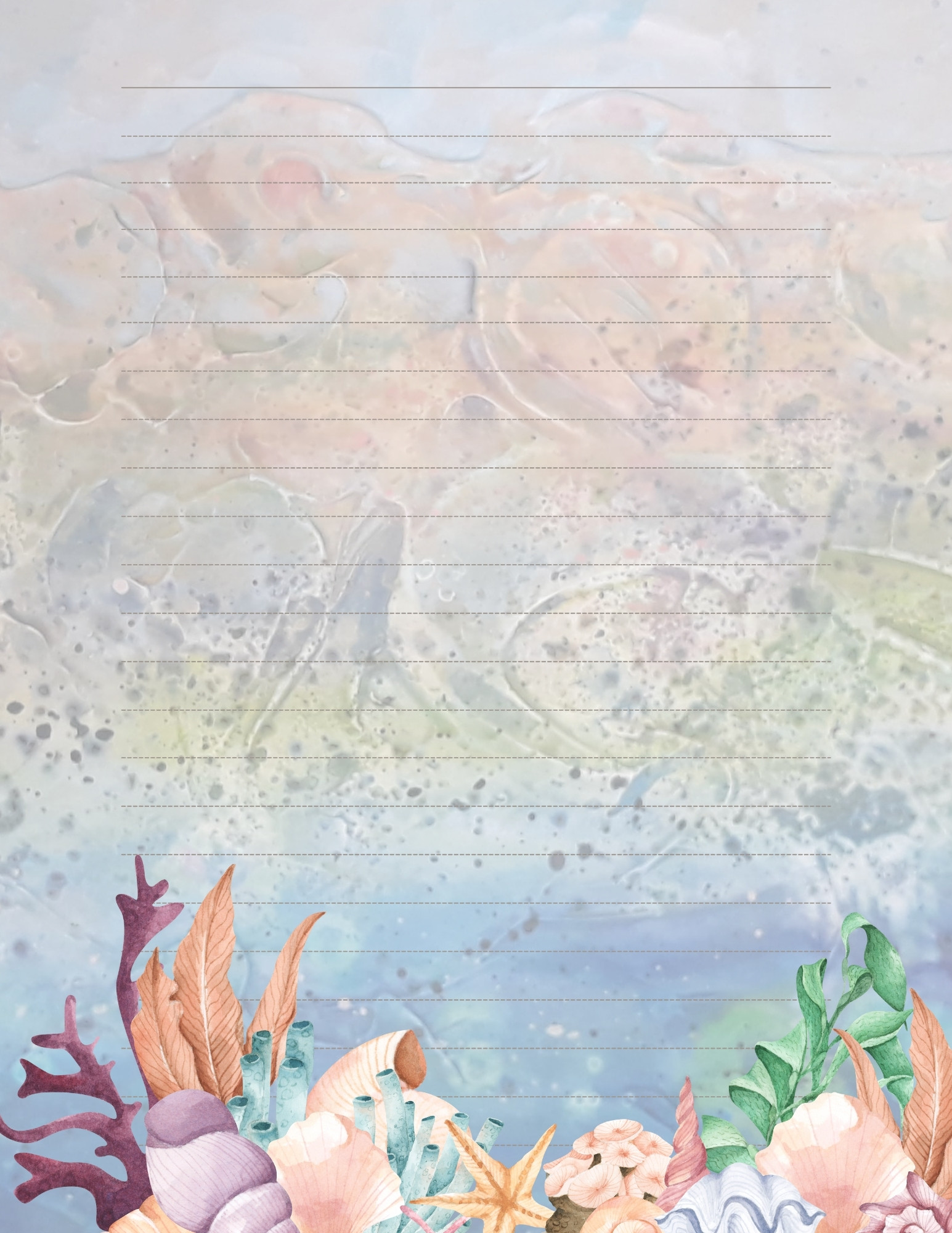 Underwater/Seashell Themed Stationery - Download and Print