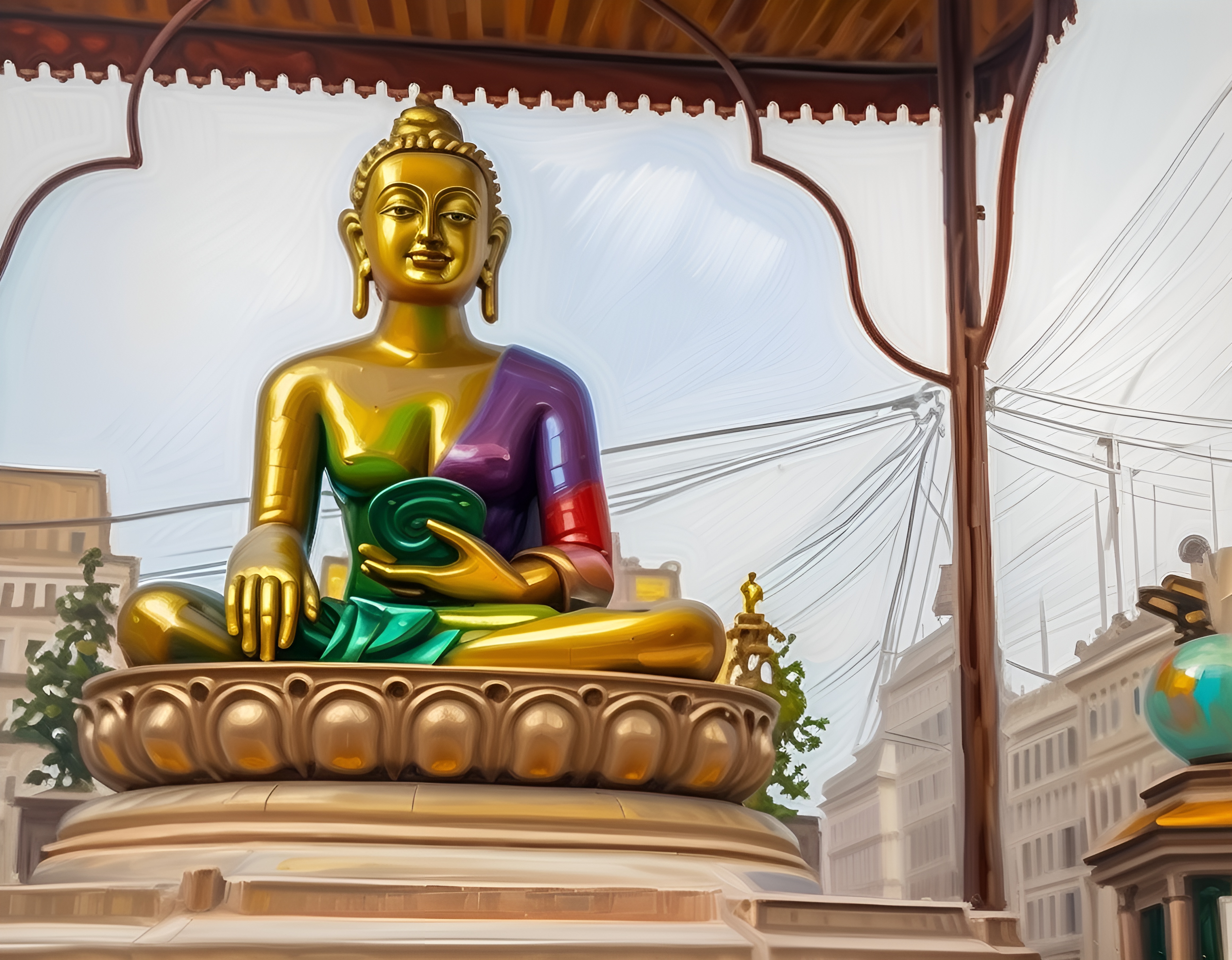 Coloring Page of Buddha Statue in Kathmandu