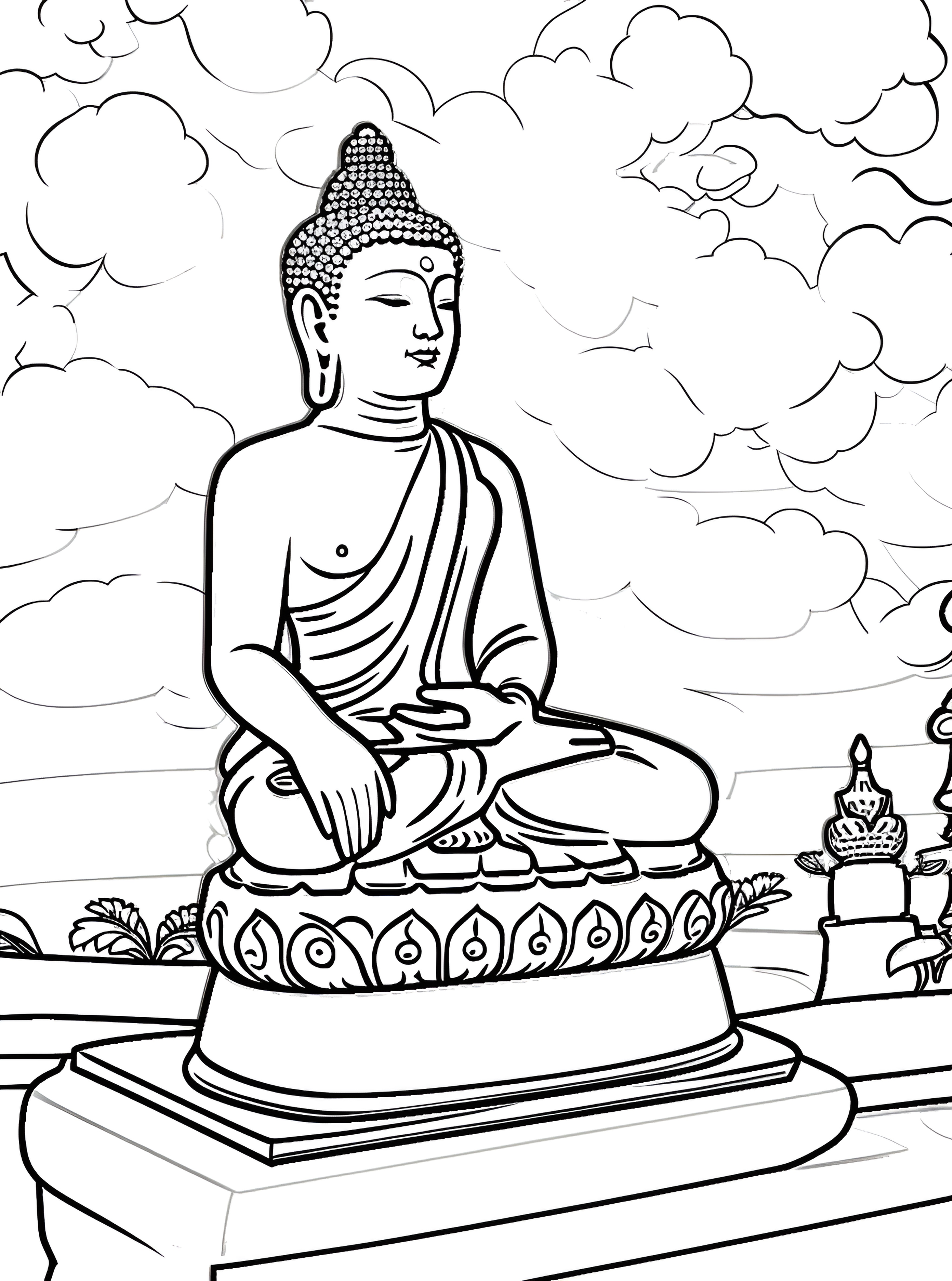 Buddha Statue Coloring Page