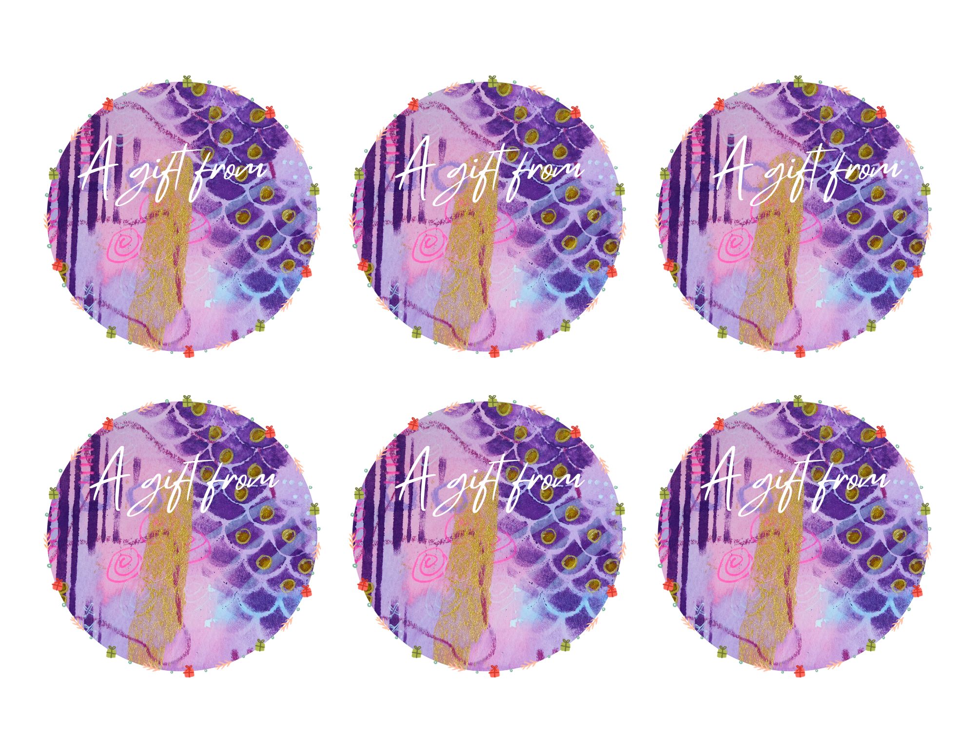 Colorful and Abstract 'A Gift From' Gift Tags - Printable Download