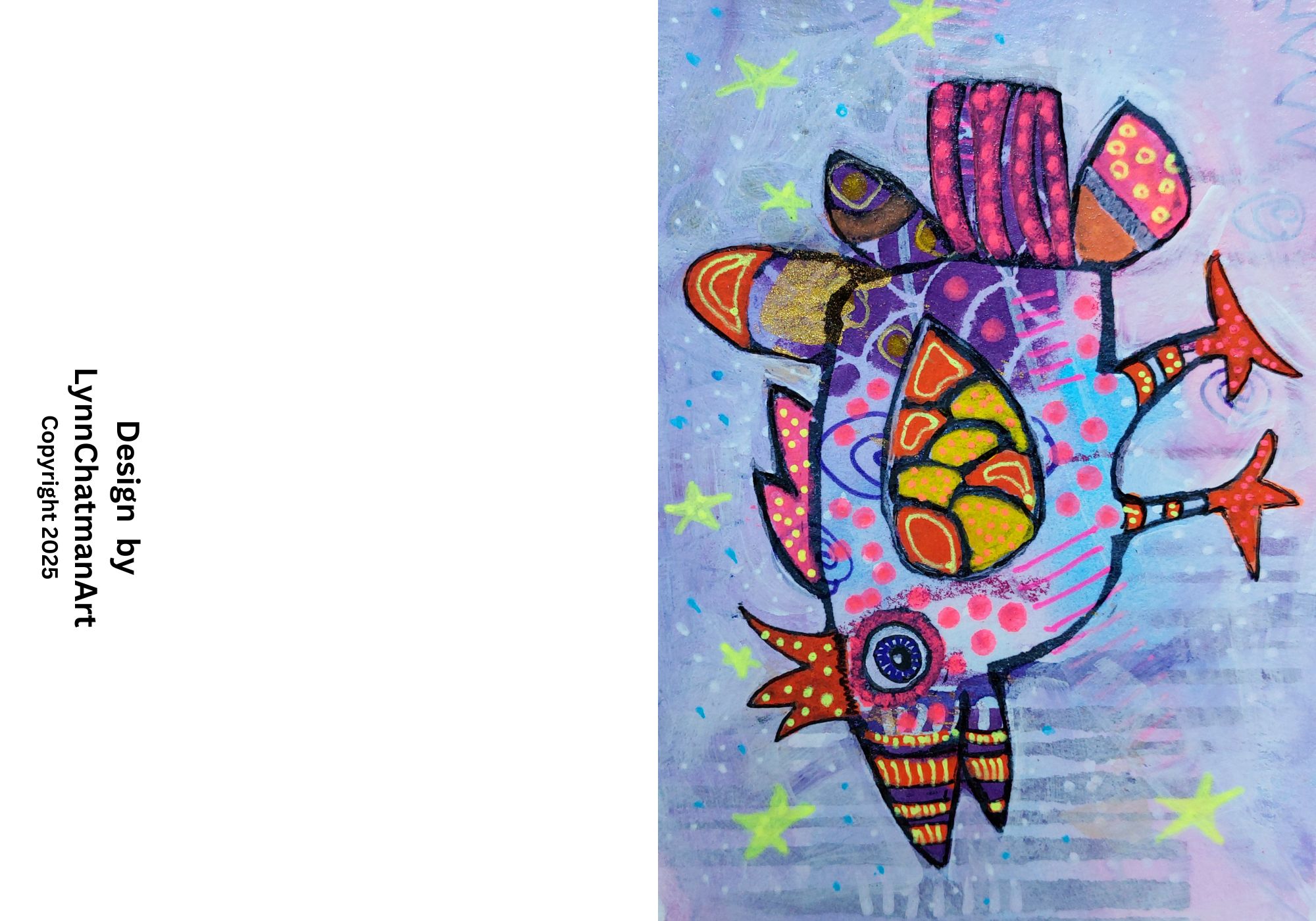 Colorful Abstract Happy Bird Greeting Card - Printable Download