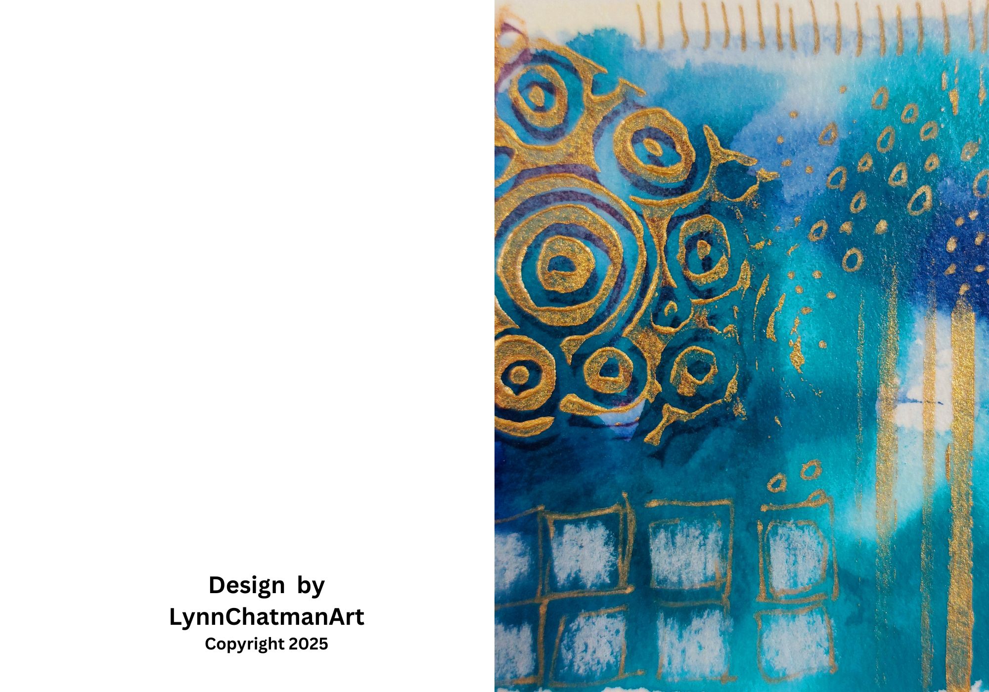 Abstract Blue and Gold 5x7 Greeting Card (Printable Download)