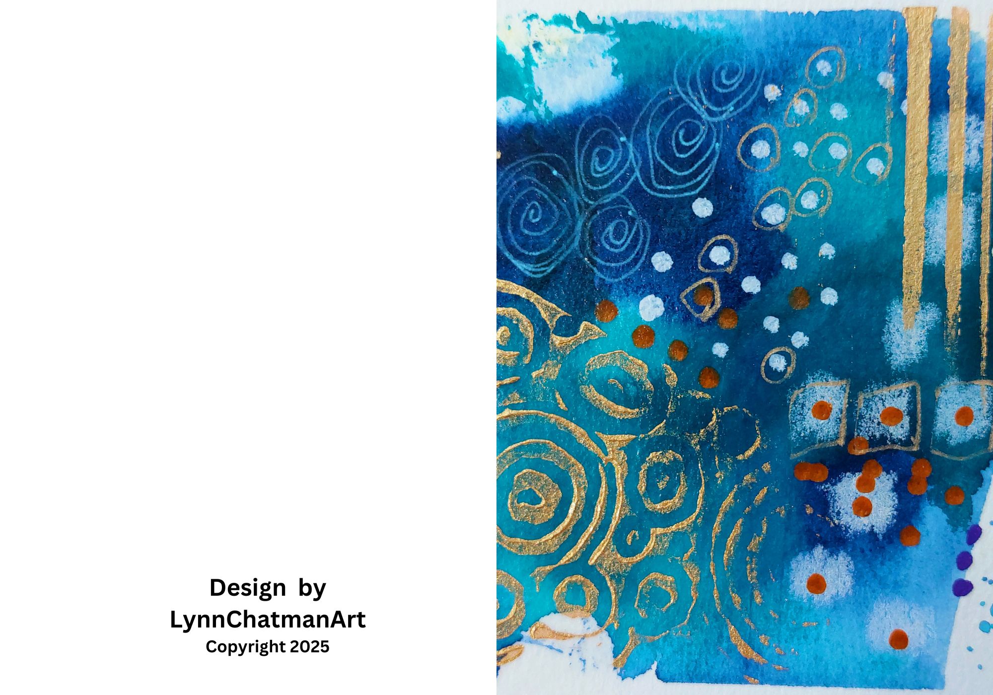 Abstract Blue and Gold 5x7 Greeting Card (Printable Download)