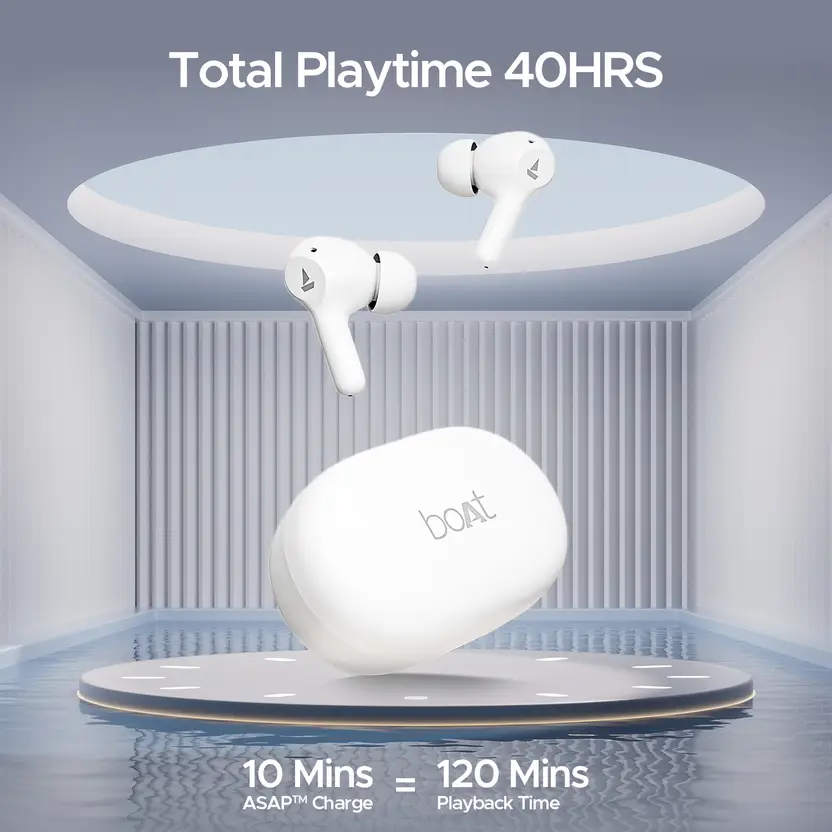 Boat airdopes 71 w/ 40 HRS Playback, ENX Technology & Beast Mode(Low Latency) Bluetooth  (Frost White, True Wireless)