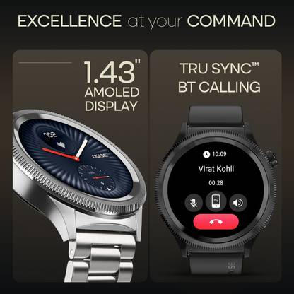 Noise 2 1.43" AMOLED, Rotating Cut Bezel, Stainless Steel Build, BT Calling Smartwatch