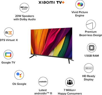 XIAOMI A Series 80 cm (32 inch) HD Ready LED Smart Google TV (L32MA-AIN)