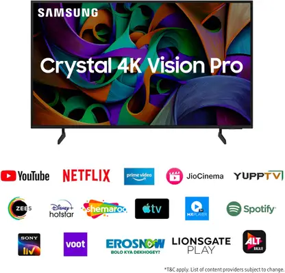Samsung Crystal 4K Vision Pro 163 cm (65 inch) Ultra HD (4K) LED Smart Tizen TV | (UA65DUE76AKLXL)