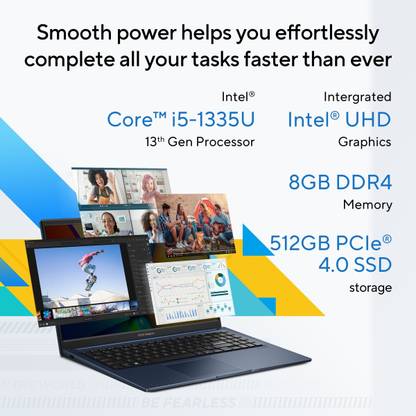 ASUS Vivobook 15 Intel Core i5 13th Gen 1334U - (16 GB/512 GB SSD/Windows 11 Home) X1504VA-NJ2217WS Thin and Light Laptop ((15.6 Inch, Quiet Blue, 1.7 Kg, With MS Office)
