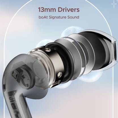 boAt Airdopes Alpha with 35 HRS Playback, 13mm Drivers, Dual Mics ENx & Beast Mode Bluetooth  (Jet Black, In the Ear)