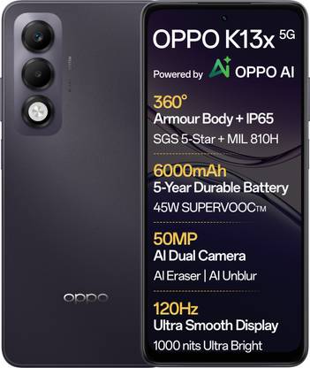 OPPO K13x 5G 6000mAh and 45W SUPERVOOC Charger & AI (128GB)