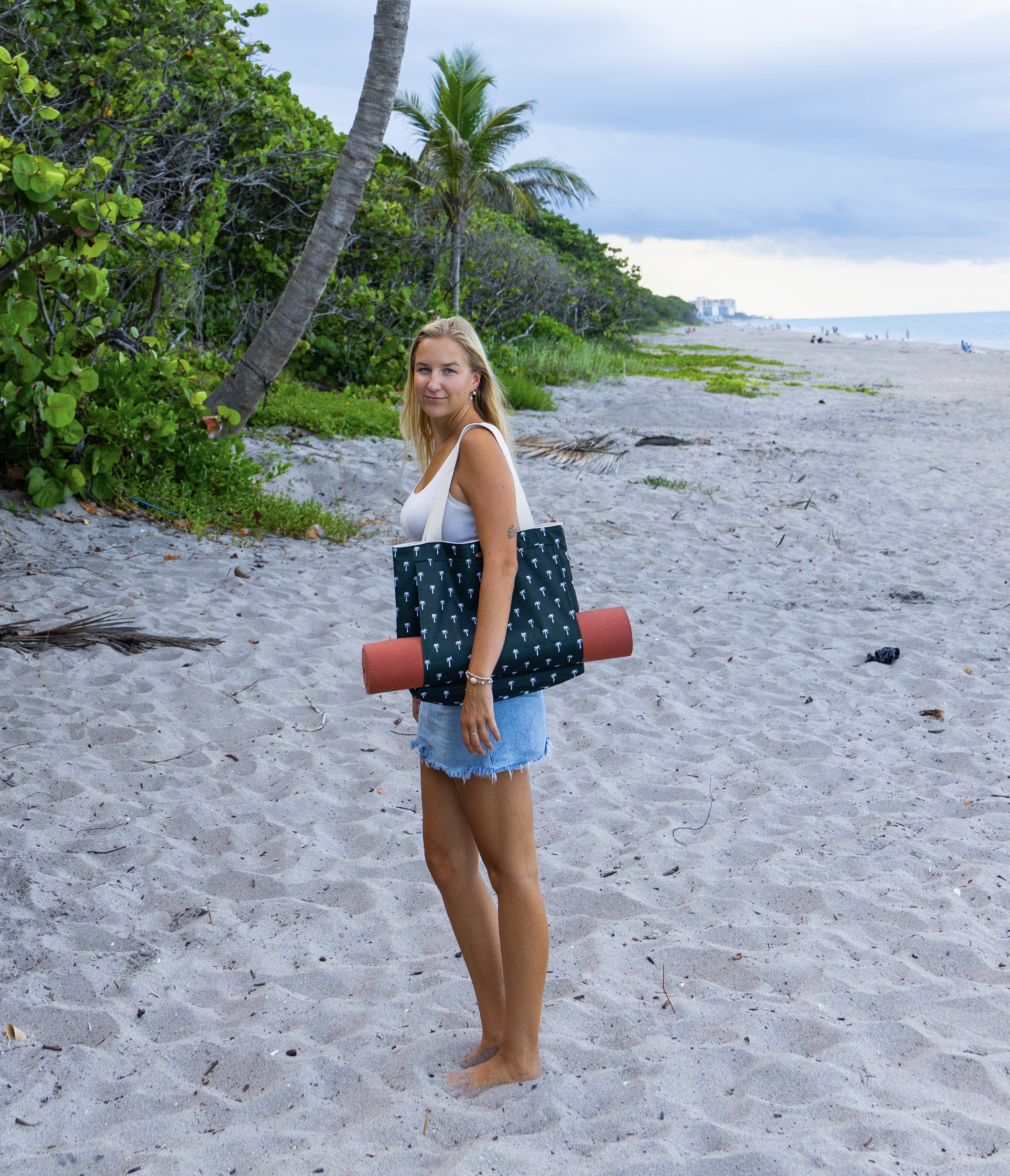 Charcoal Palms Yoga Bag