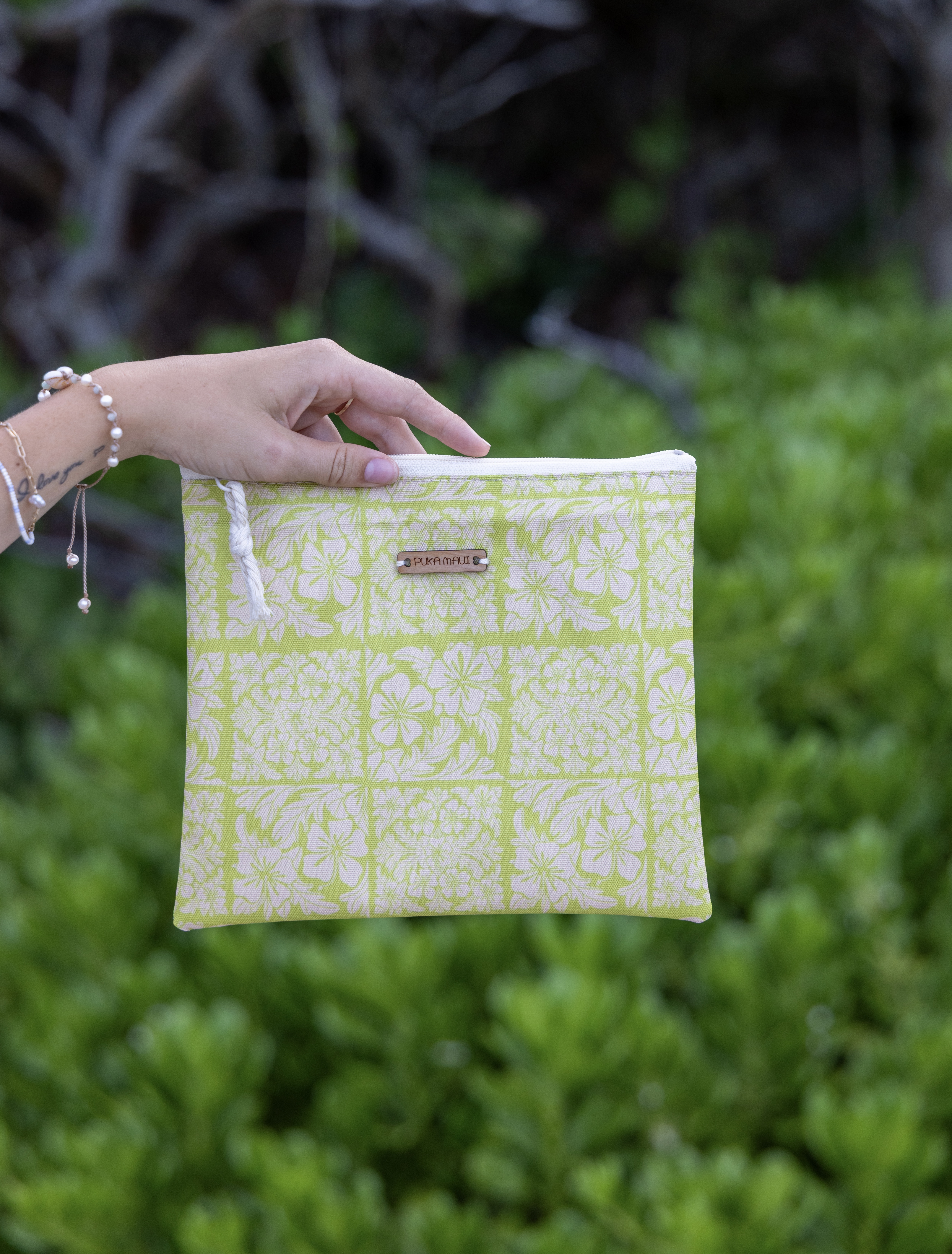 Hibiscus Lime Quilt Pouch