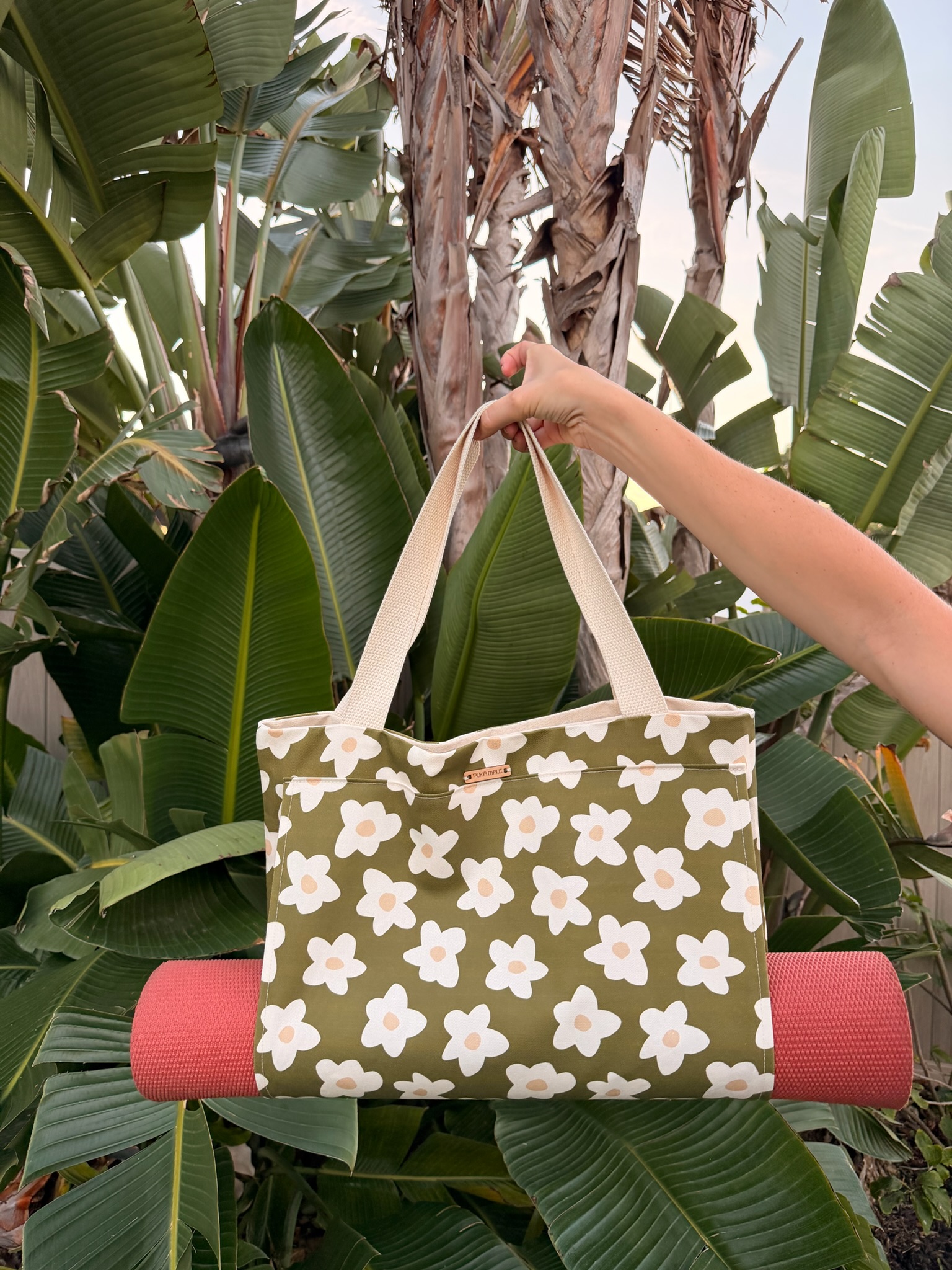 Olive Blossom Yoga Bag