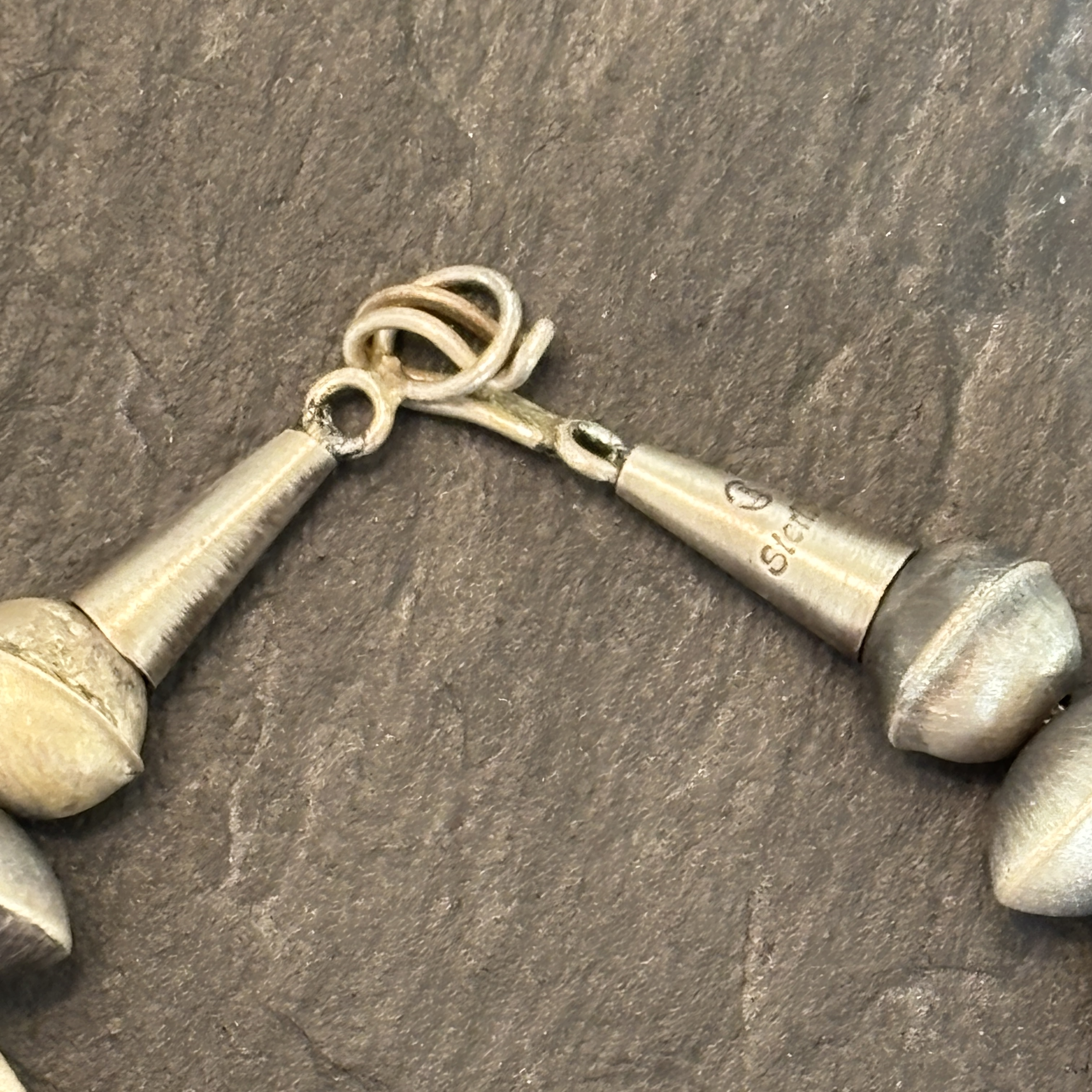 Leon Curley Navajo Handmade Mixed Bead Bracelet Sterling Silver 8.5”