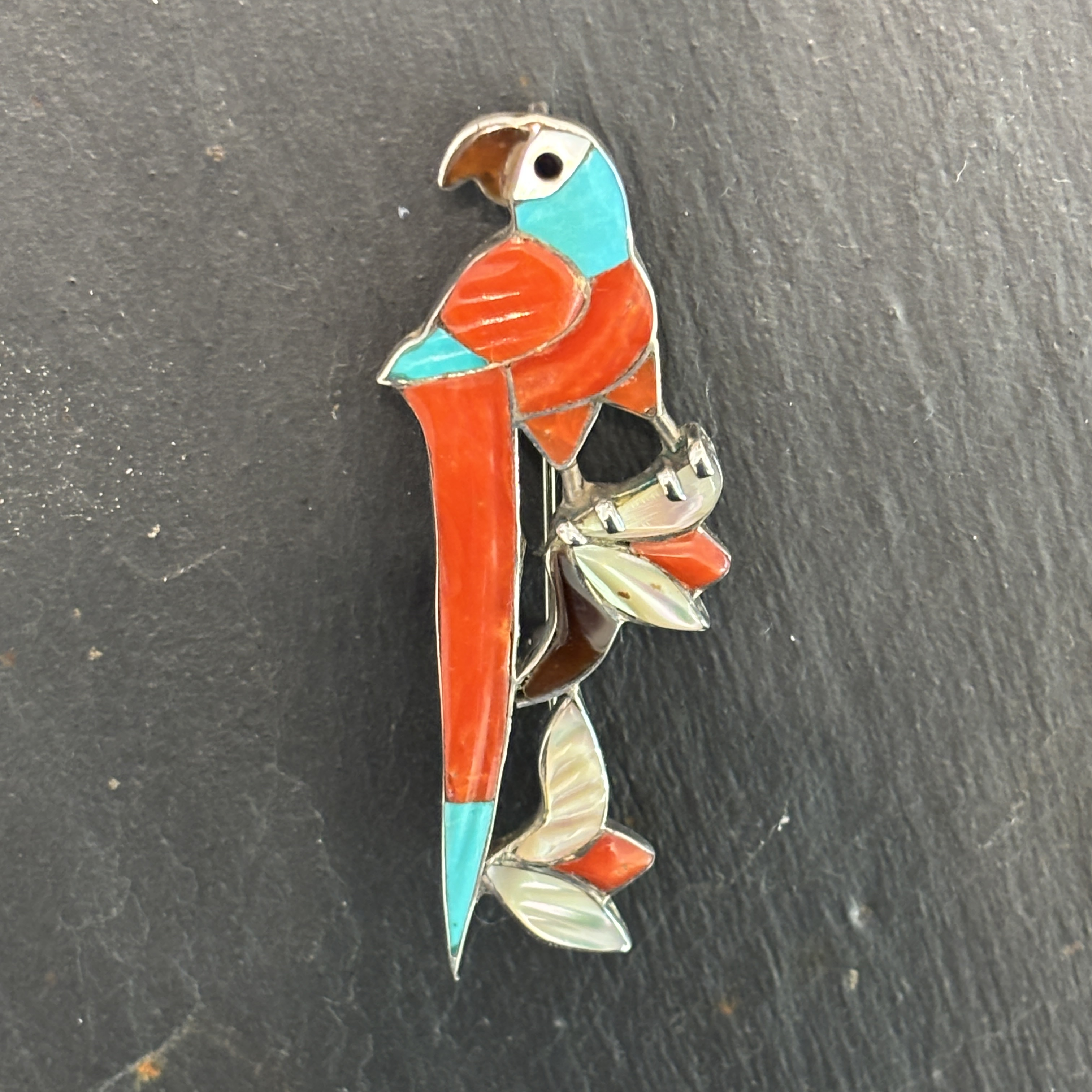 Jack Mahkee Zuni Parrot Pendant Brooch Vintage