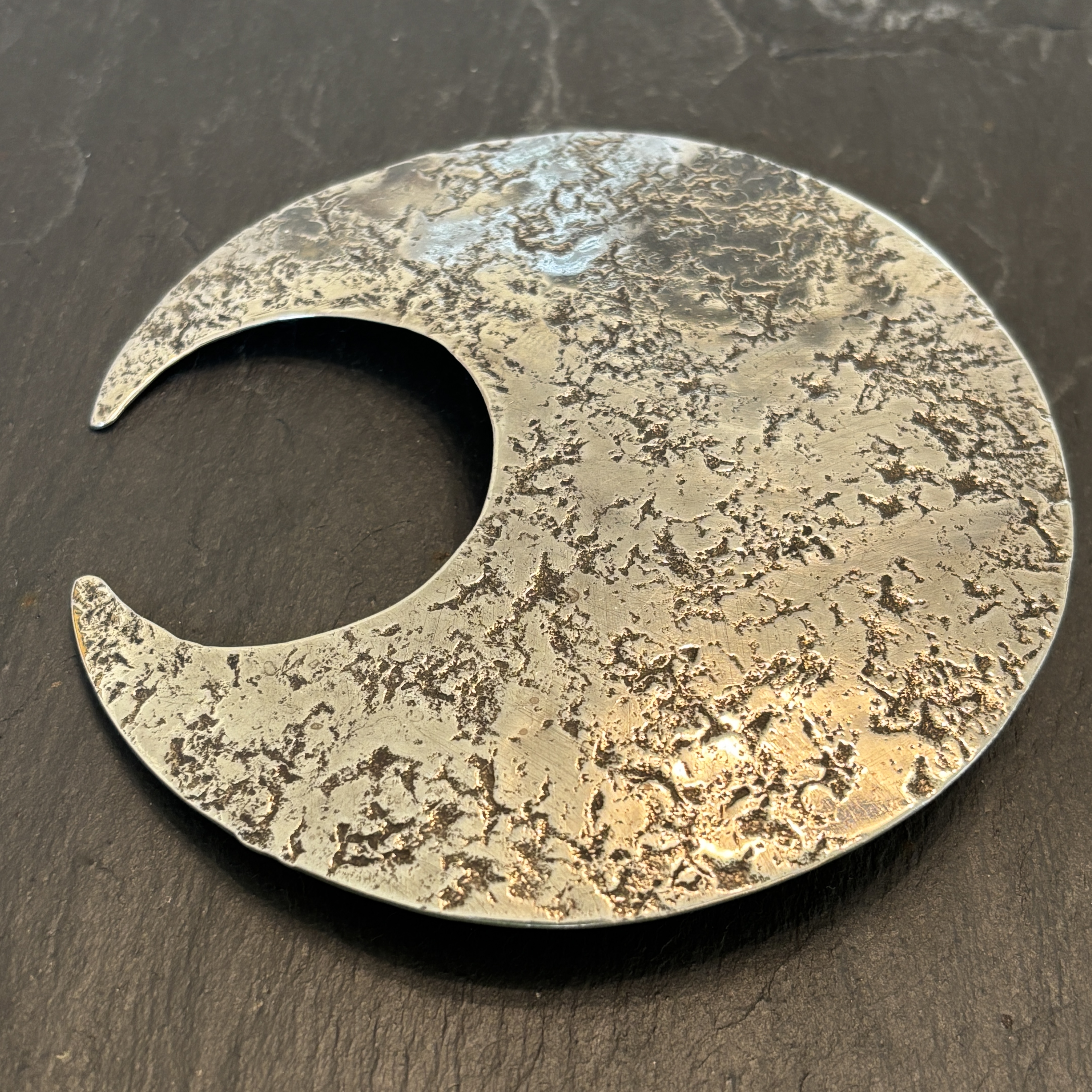 Jan Loco Apache Sterling Silver Pendant Large Crescent 