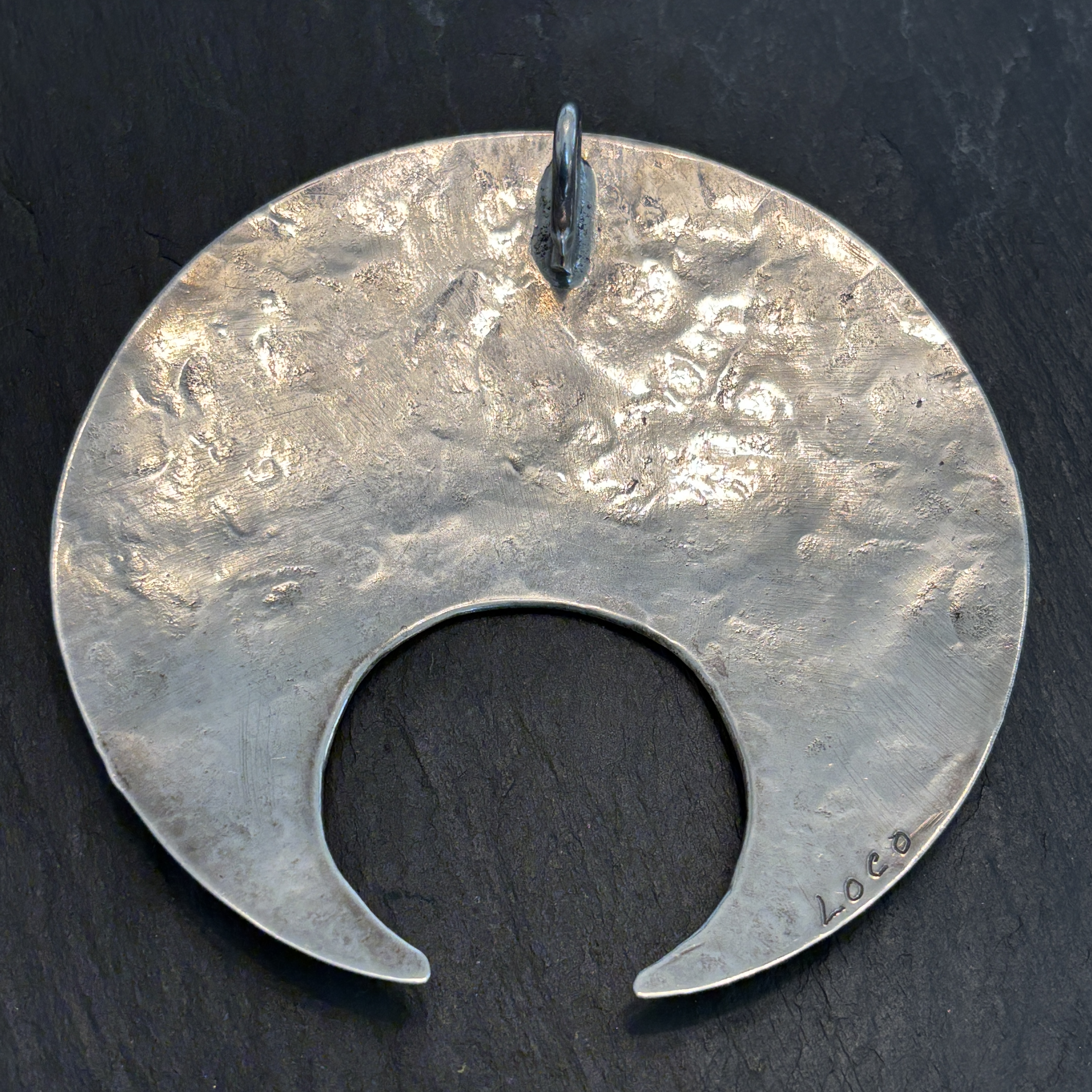 Jan Loco Apache Sterling Silver Pendant Large Crescent 