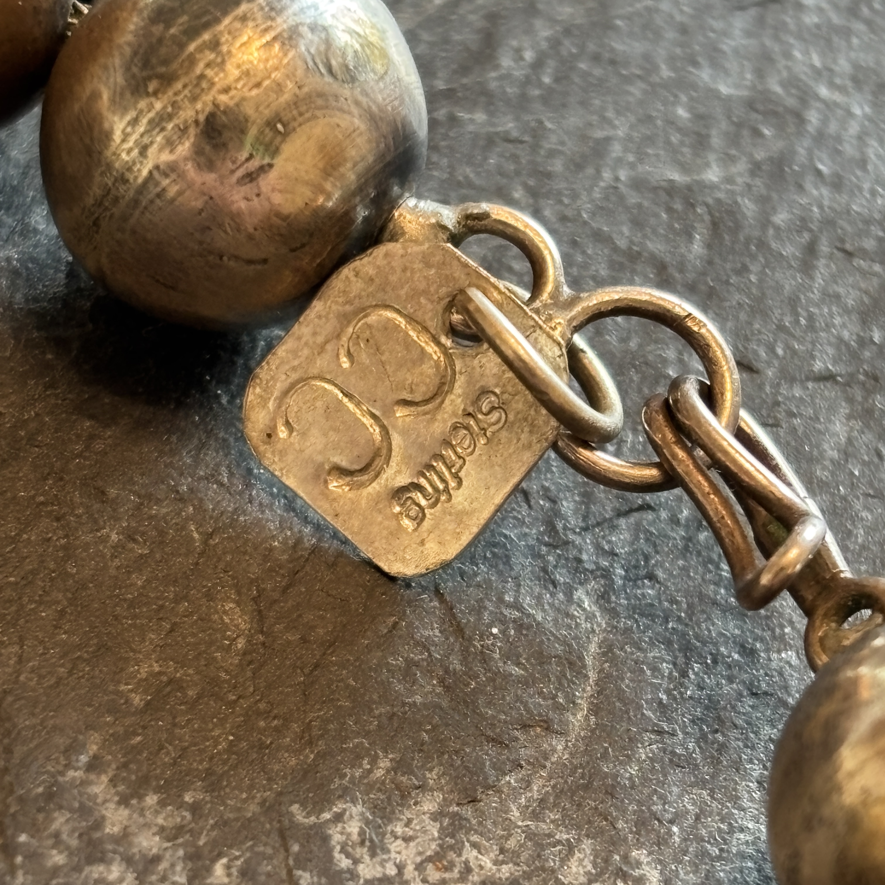 Cameron Curley Navajo Handmade Sterling Silver Bead Necklace