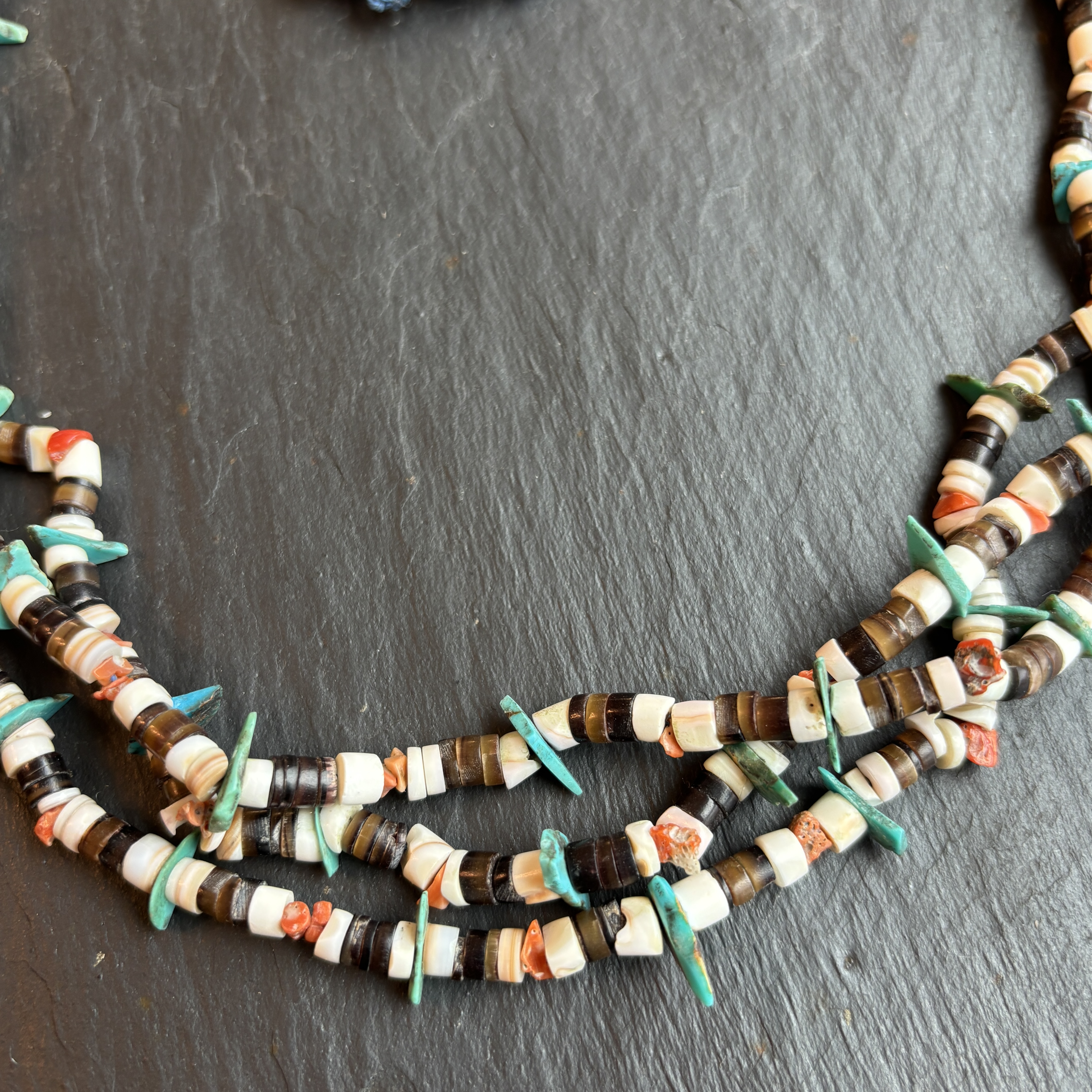 Augustine Lovato Santo Domingo Masterpiece 3 strand Turquoise Coral Necklace