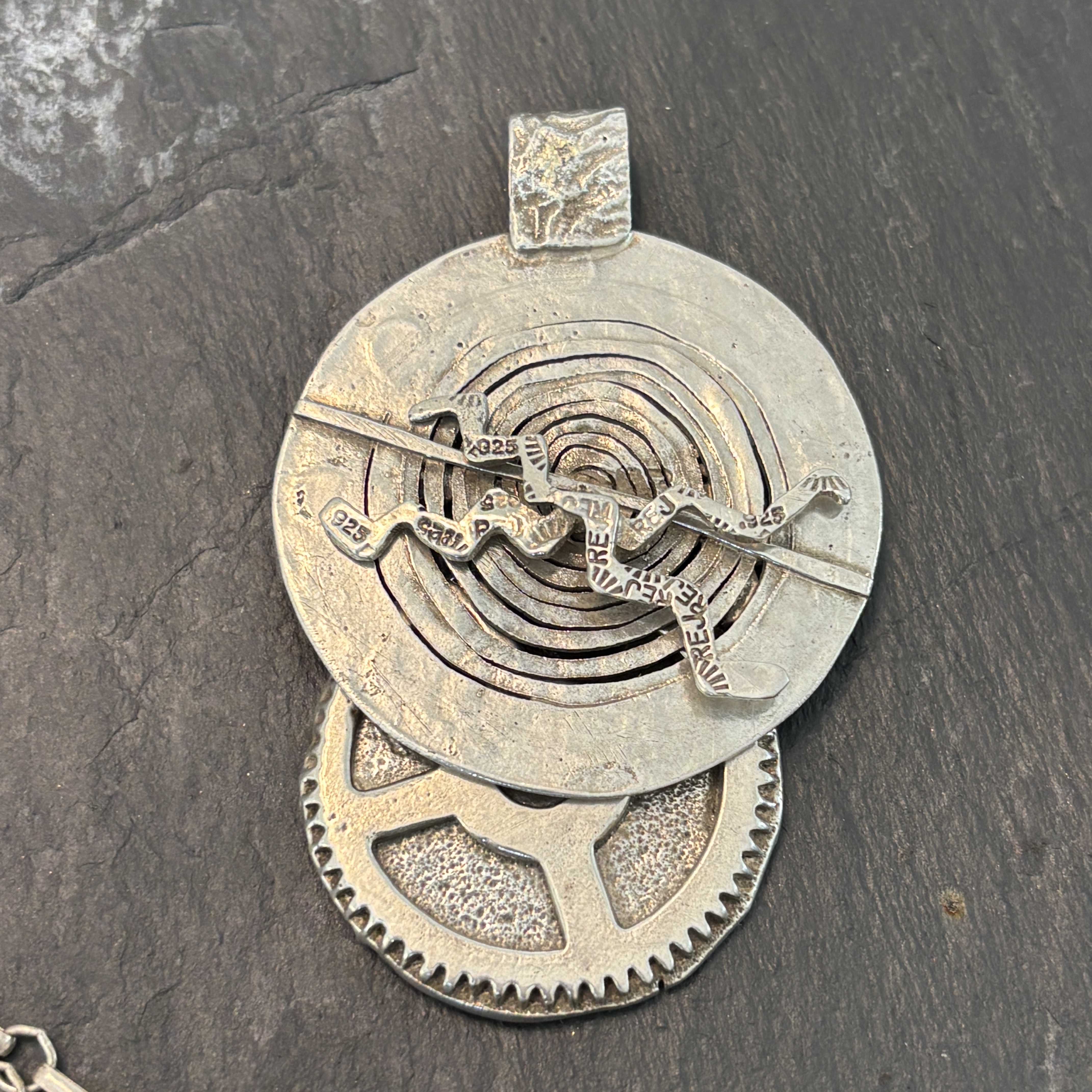 Robert Mac Eustace Jones, Zuni Mechanical Phases of the Moon Sterling Pendant 