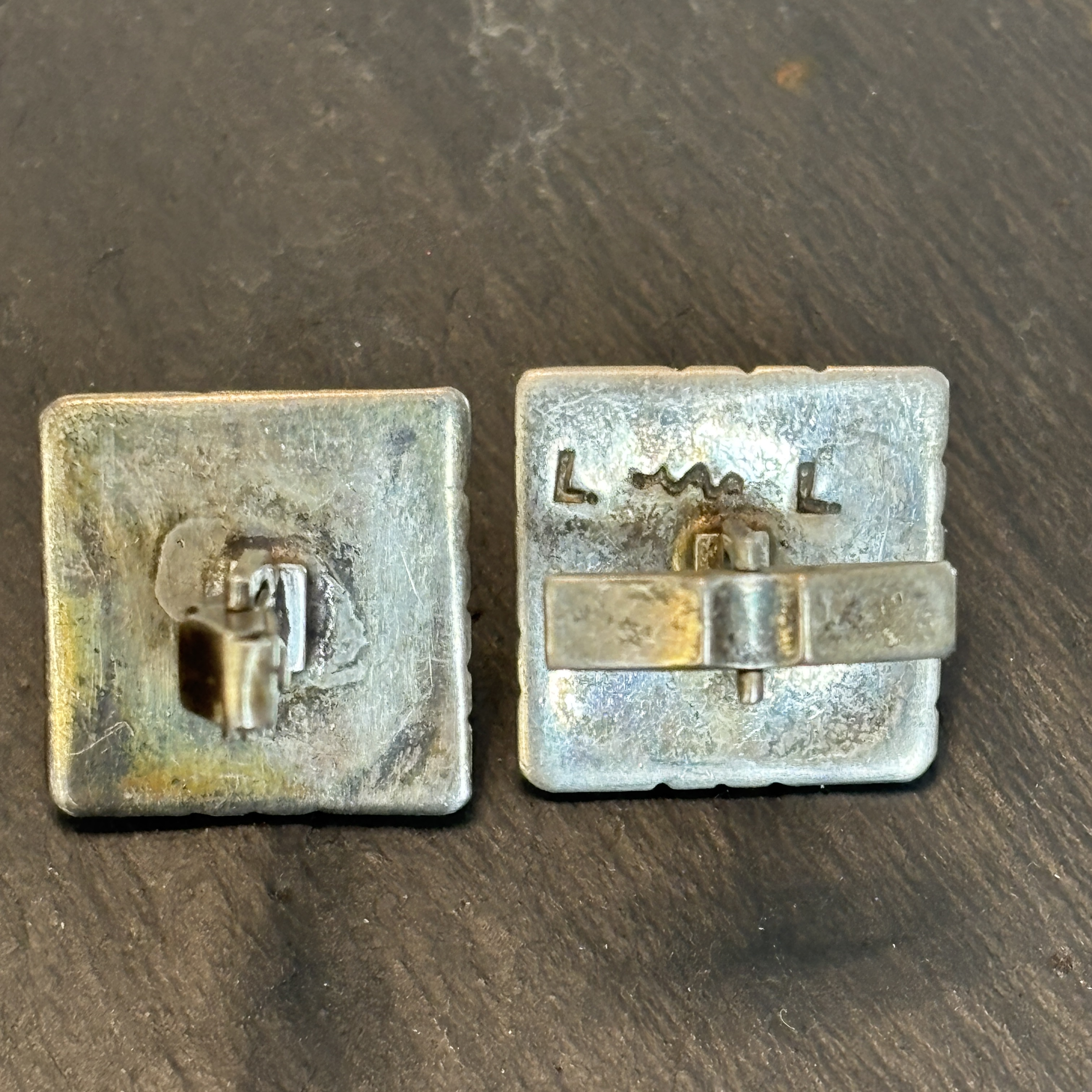 Lewis Lomay Hopi Cufflinks Vintage Sterling Silver Turquoise